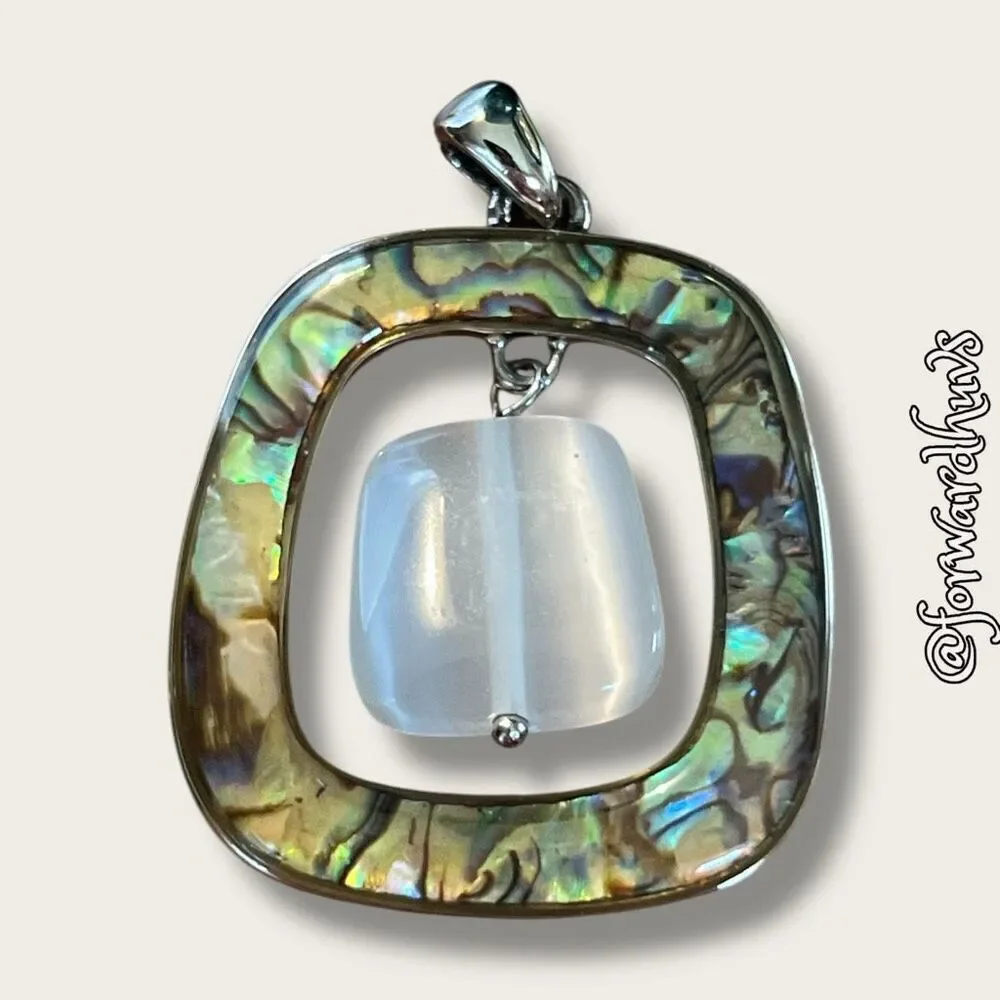 Bundle Sale 3 for $15 | Silver-Tone Abalone Pendant | Faux Moonstone